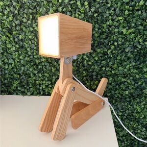 Wooden Dog Table Lamp